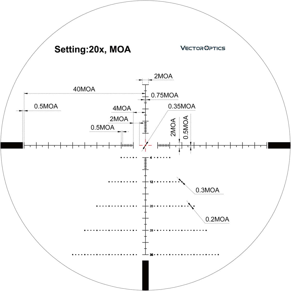 Vector Optics Tourex 6-24x50 FFP Illuminated VML-1 1/4 MOA Rifle Scope 
