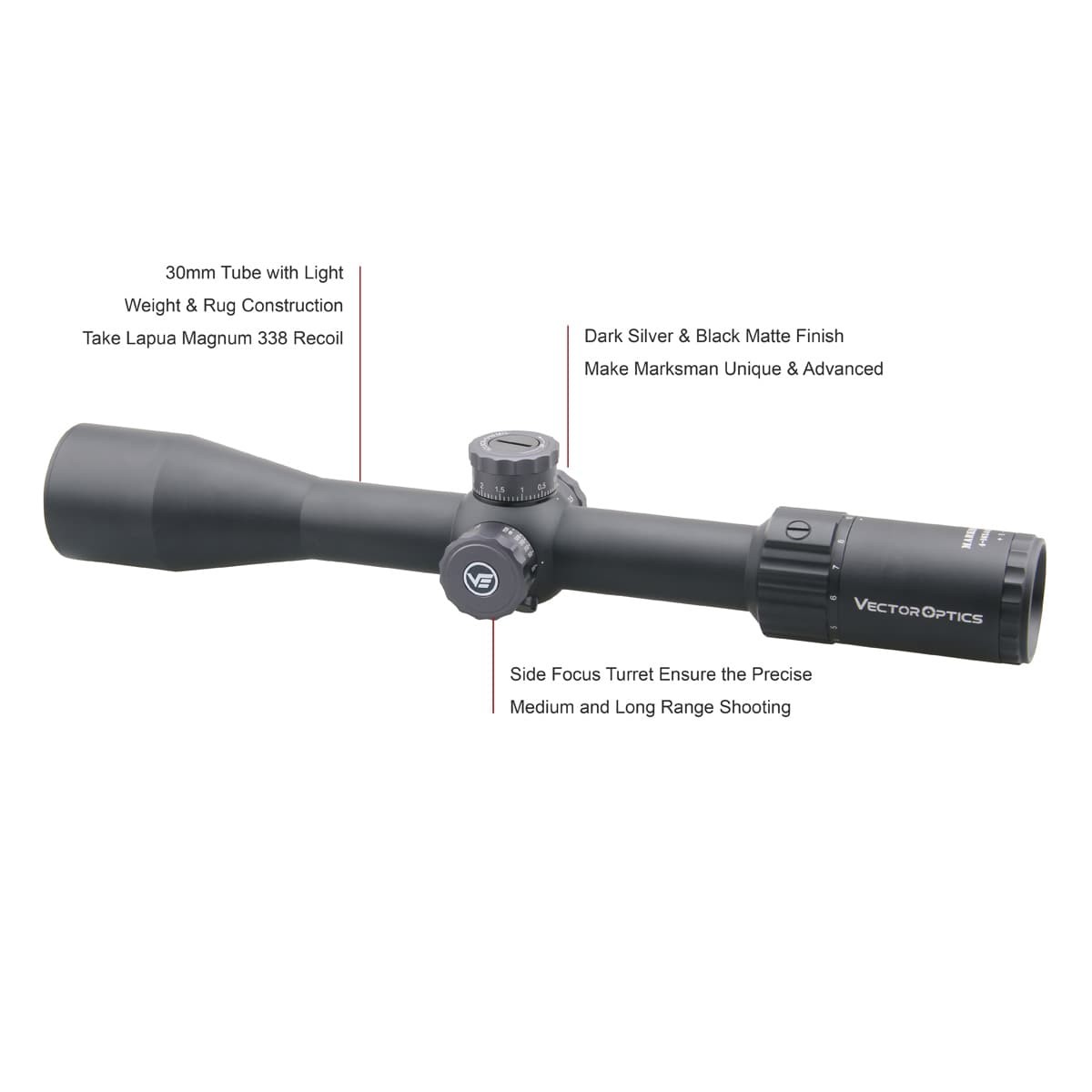 Vector Optics Marksman 4-16x44 FFP Illuminated VPA-MF 1/10 Mil Rifle Scope