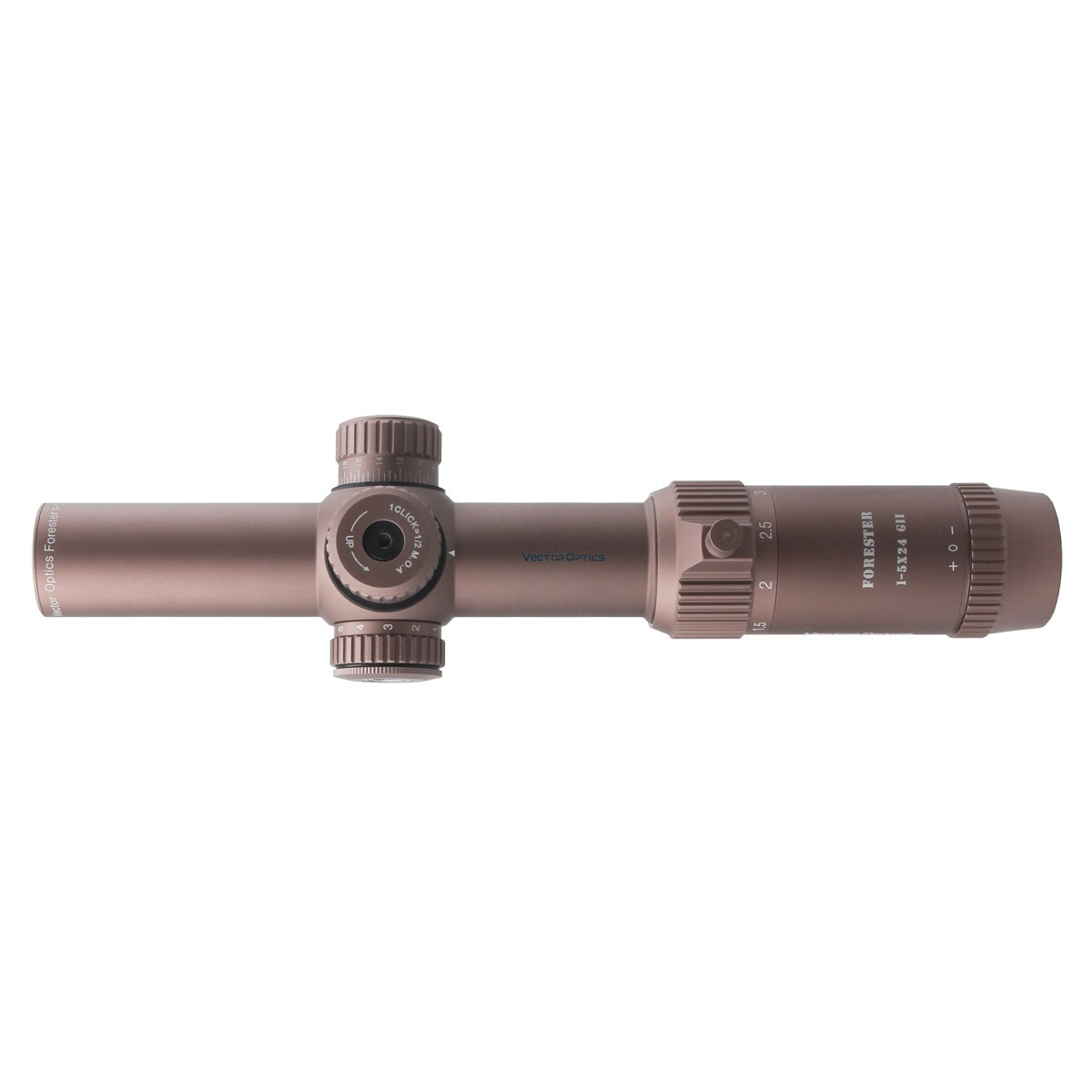 Vector Optics Forester 1-5x24 SFP Gen II Illuminated VFD-2 1/2 MOA  FDE Rifle Scope