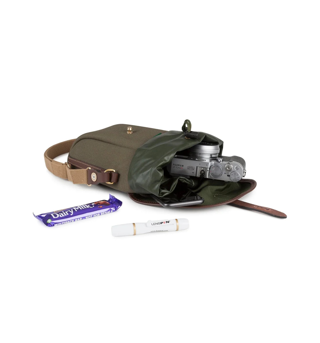 Billingham Galbin Binocular Case for 10x42 Binoculars / Small Cameras - Sage FibreNyte / Chocolate Leather