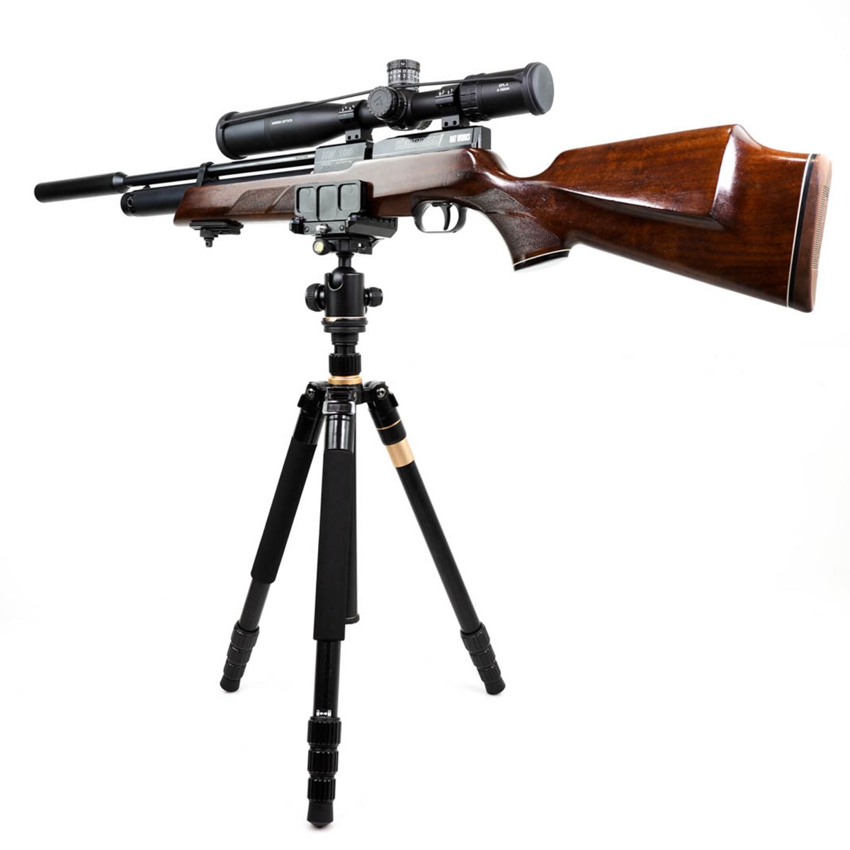 BASE Optics Ball Head Aluminium Tripod (10kg Load) with Gun Saddle Shooting Rifle Rest