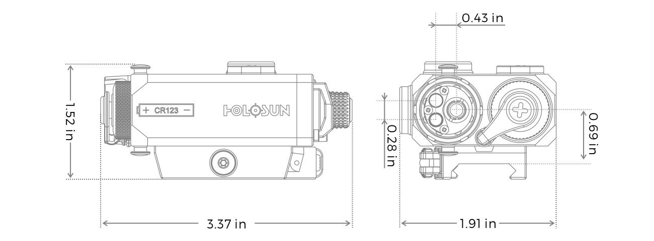 Holosun LS321G&IR Co-axial Visible Red & IR Laser and IR Illuminater Aiming Device with Picatinny QD Mount