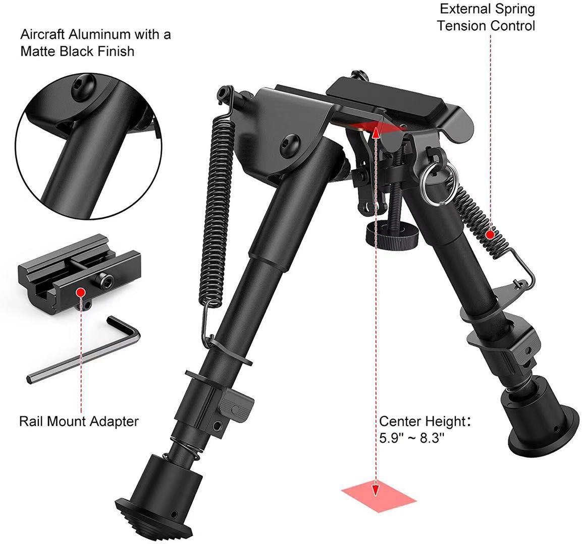 T-Eagle HDP-6 Aluminium 6-9 Inch Adjustable Bipod with Picatinny Adaptor