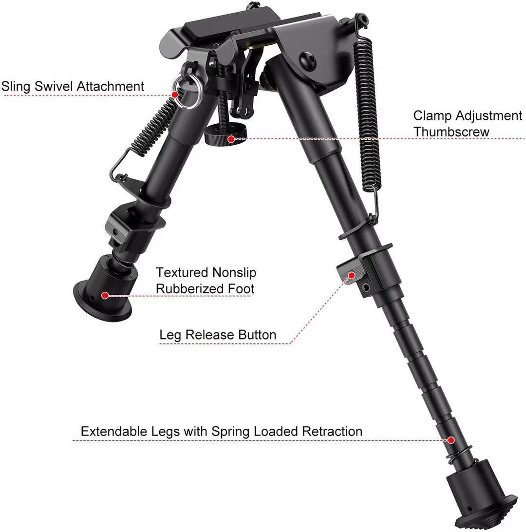 T-Eagle HDP-6 Aluminium 6-9 Inch Adjustable Bipod with Picatinny Adaptor