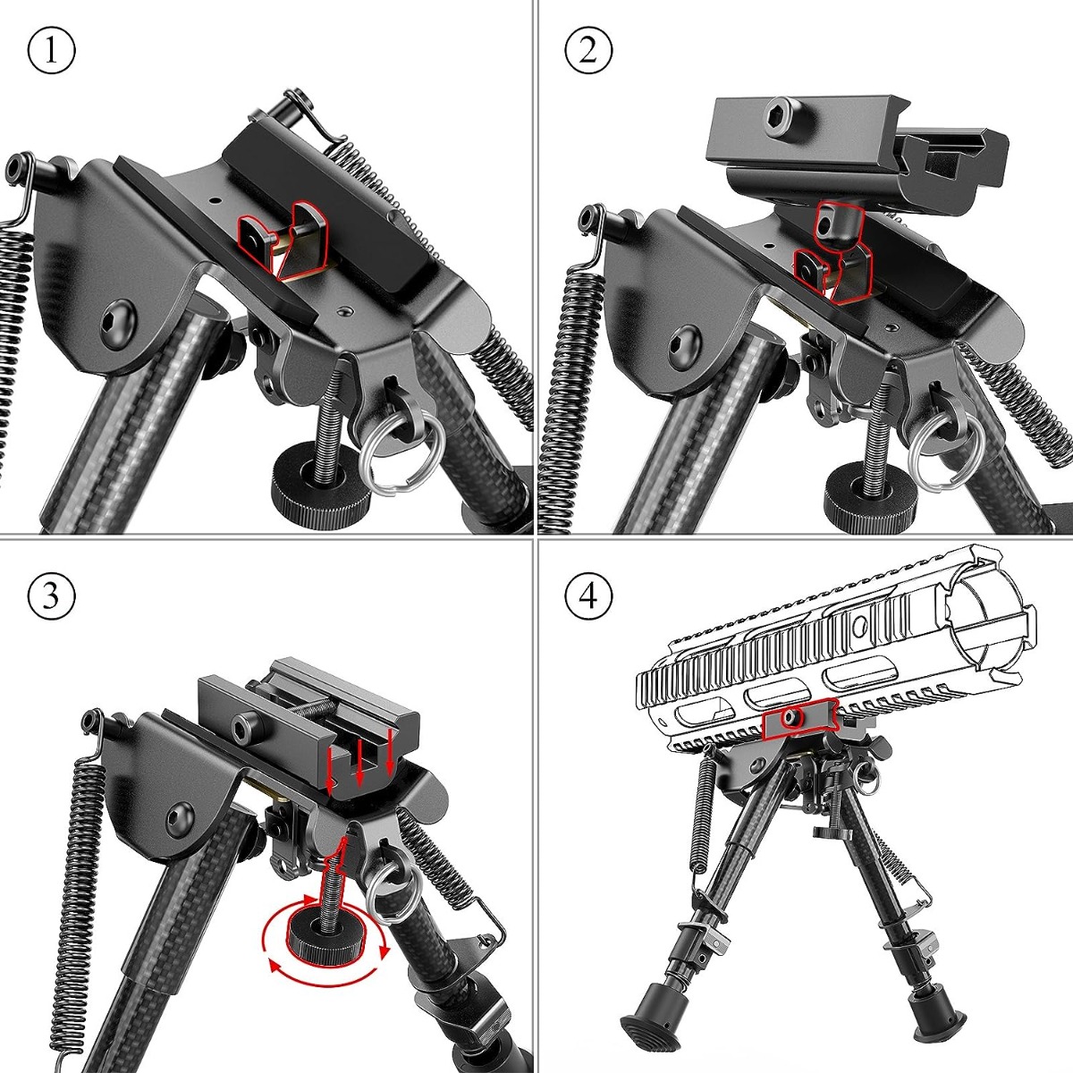 T-Eagle HDP-6 Aluminium 6-9 Inch Adjustable Bipod with Picatinny Adaptor