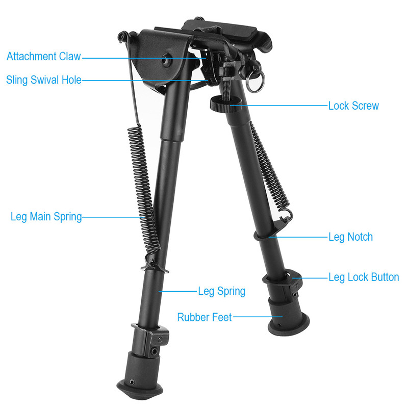 T-Eagle HDP-9 Aluminium 9-13 Inch Adjustable Bipod with Picatinny Adaptor