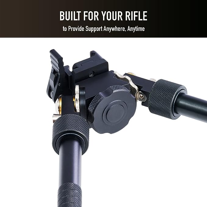 T-Eagle V8 Aluminium 6-9 Inch Notched Leg Bipod with Swivel Stud Picatinny Mount