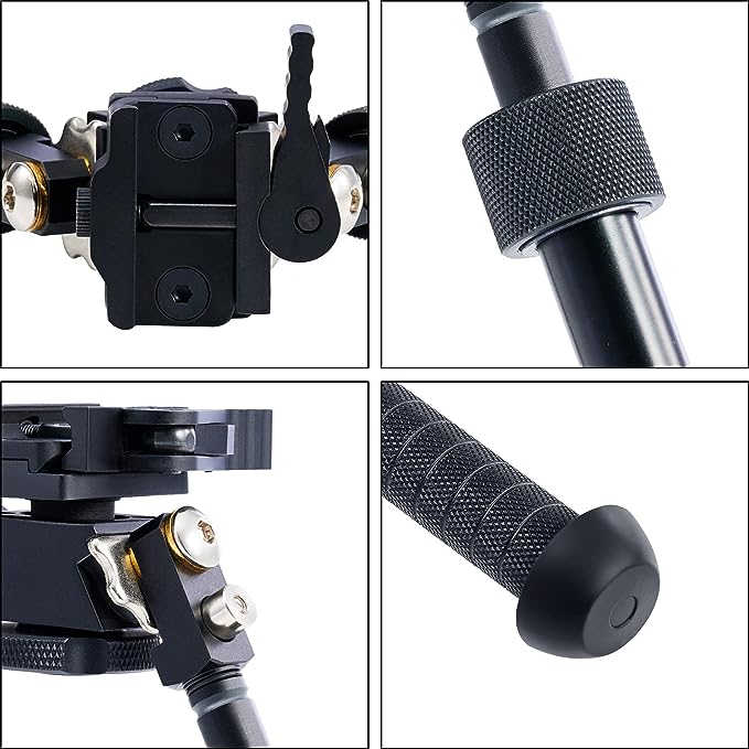 T-Eagle V8 Aluminium 6-9 Inch Notched Leg Bipod with Swivel Stud Picatinny Mount
