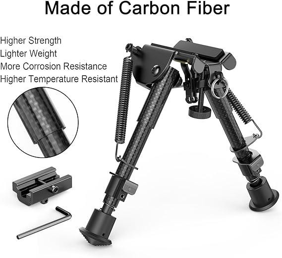 T-Eagle HDTXW-6 Carbon Fibre / Aluminium 6-9 Inch Notched Leg Bipod with Picatinny Mount