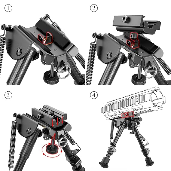 T-Eagle HDTXW-9 Carbon Fibre / Aluminium 9-13 Inch Notched Leg Bipod with Picatinny Mount