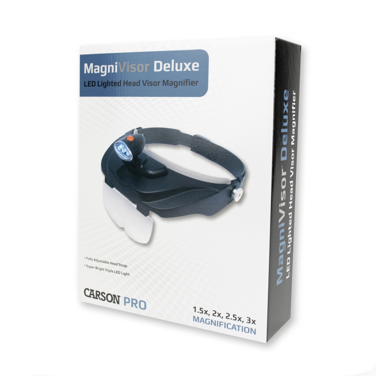 Carson LED Lighted Head Visor Magniﬁer with Lens Set (1.5x, 2x, 2.5x, 3x)