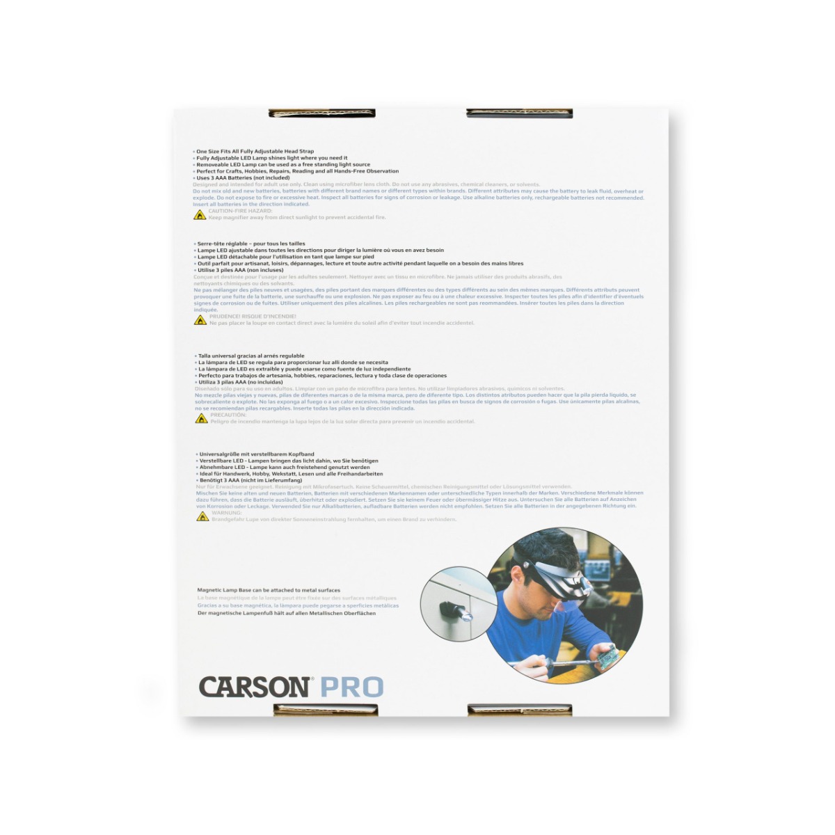 Carson LED Lighted Head Visor Magniﬁer with Lens Set (1.5x, 2x, 2.5x, 3x)