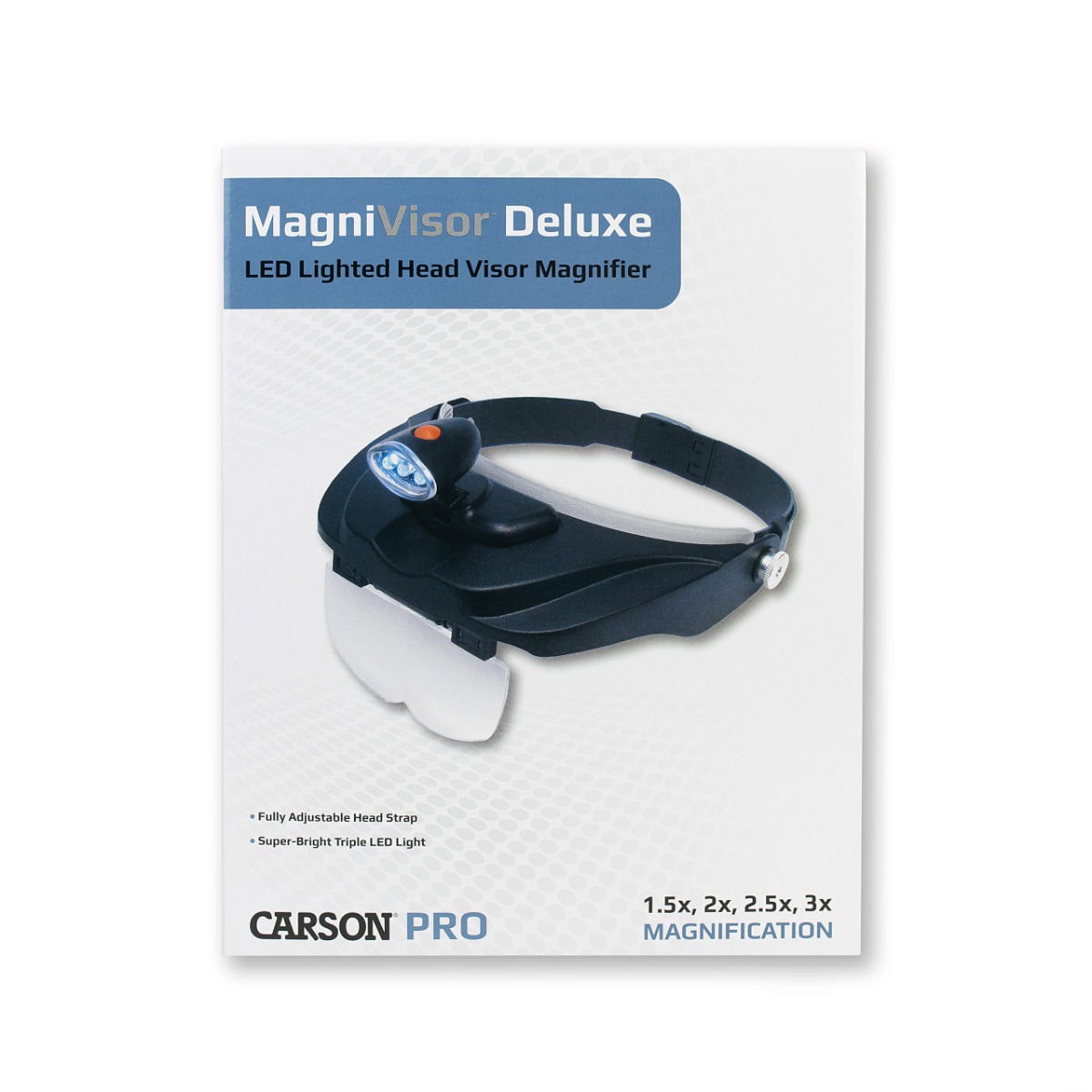 Carson LED Lighted Head Visor Magniﬁer with Lens Set (1.5x, 2x, 2.5x, 3x)