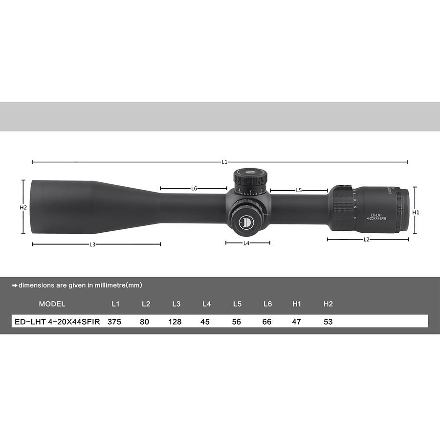 Discovery Optics ED LHT 4-20x44 FFP Illuminated 1/8 MOA Side Focus Zero Stop Locking Turret Target Shooting Rifle Scope
