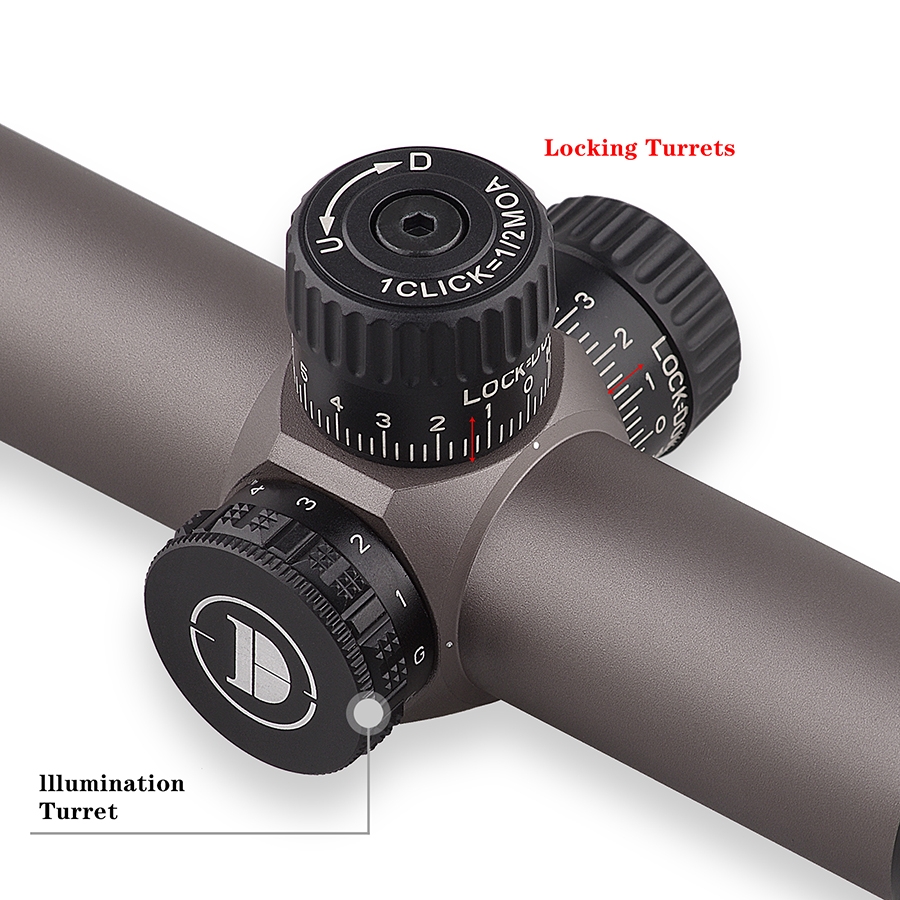 Discovery Optics WG 1.2-6x24 SFP Illuminated 30mm Riflescope with Rings - Flat Dark Earth