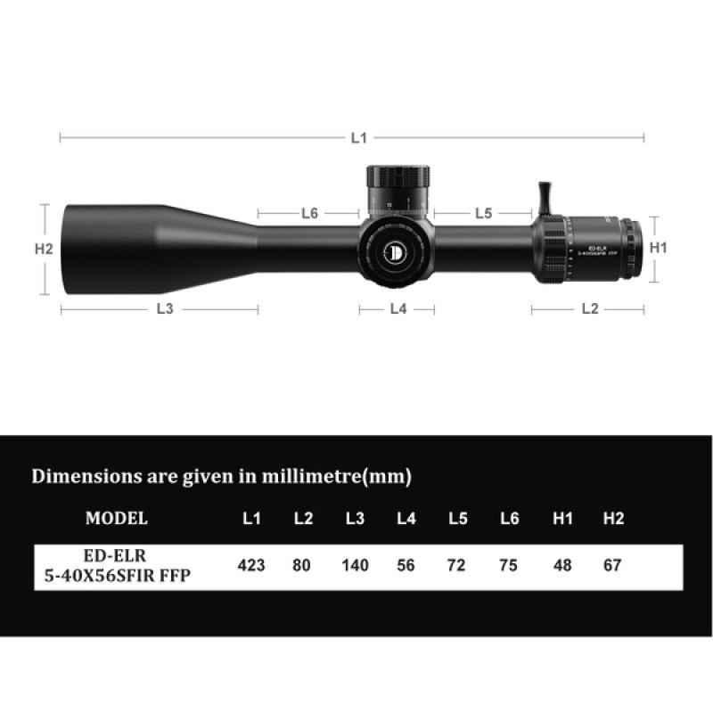 Discovery Optics ED-ELR 5-40X56SFIR FFP 1/20MRAD Zerostop 35mm Rifle Scope