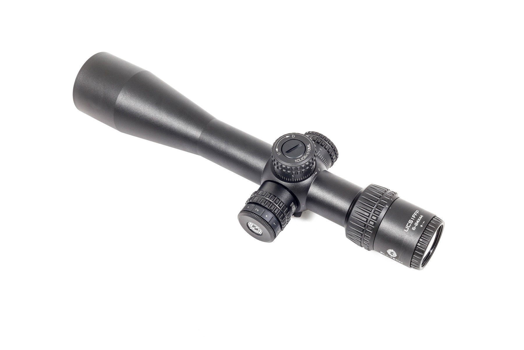 **Stiff Parallax** ELLTECH UCS 6-24x44 FFP MR1X 0.1 MRAD Illuminated Rifle Scope + WULF 30mm/1 inch Picatinny Scope Accessory Mount