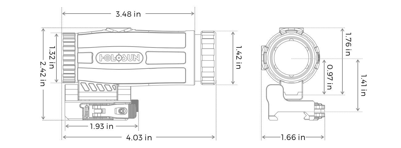 Holosun HM3X 3x Micro Aluminium Mangifier with QD Flip to Side Picatinny Mount