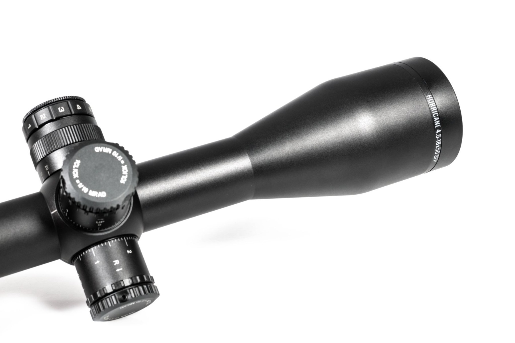 Preowned SOG WULF Hurricane 4.5-18x50 SFP Illuminated Half Mildot 0.1MRAD Side Focus Locking Turrets Rifle Scope - SOG47