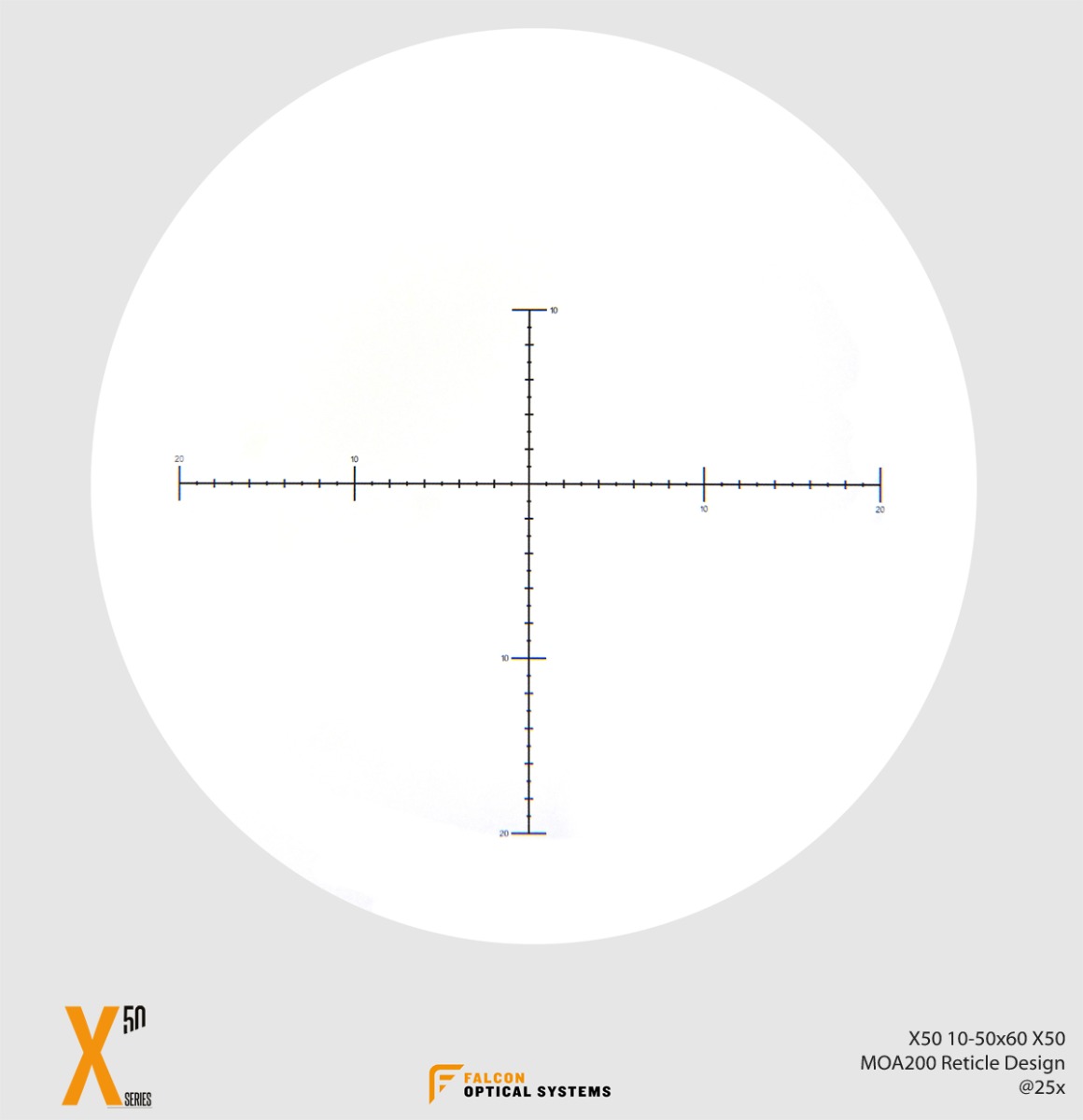 Falcon X50 10-50x60 Field Target Snap Focus SFP Non IR MOA200 1/8 MOA Rifle Scope - X503FT