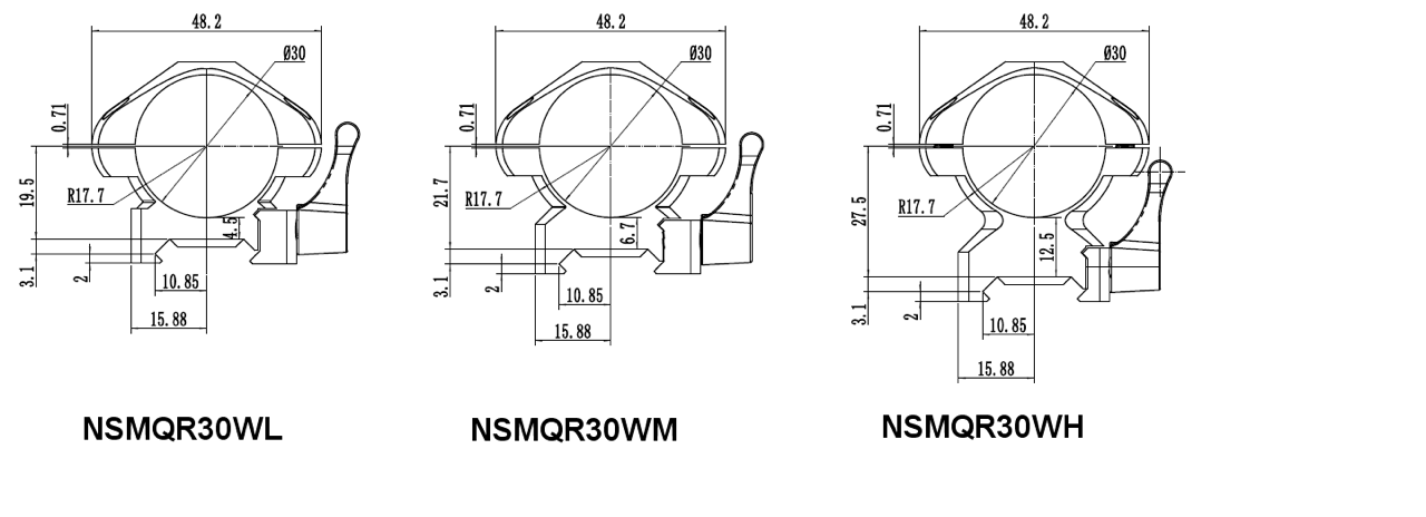 Nikko Diamond QR Steel weaver 30mm x-Low mounts