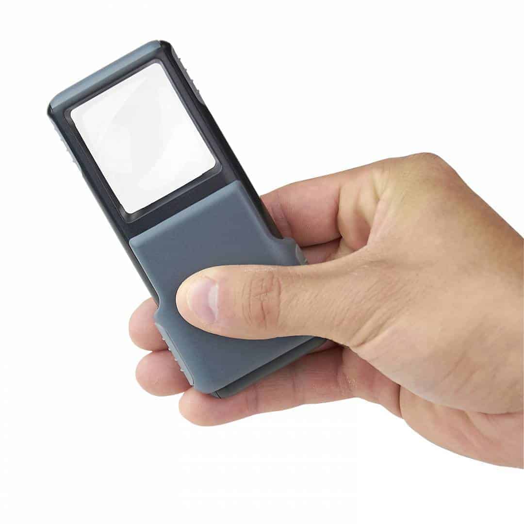Carson 5x Slide-out LED MiniBrite Aspheric Lens Magniﬁer with Protective Sleeve