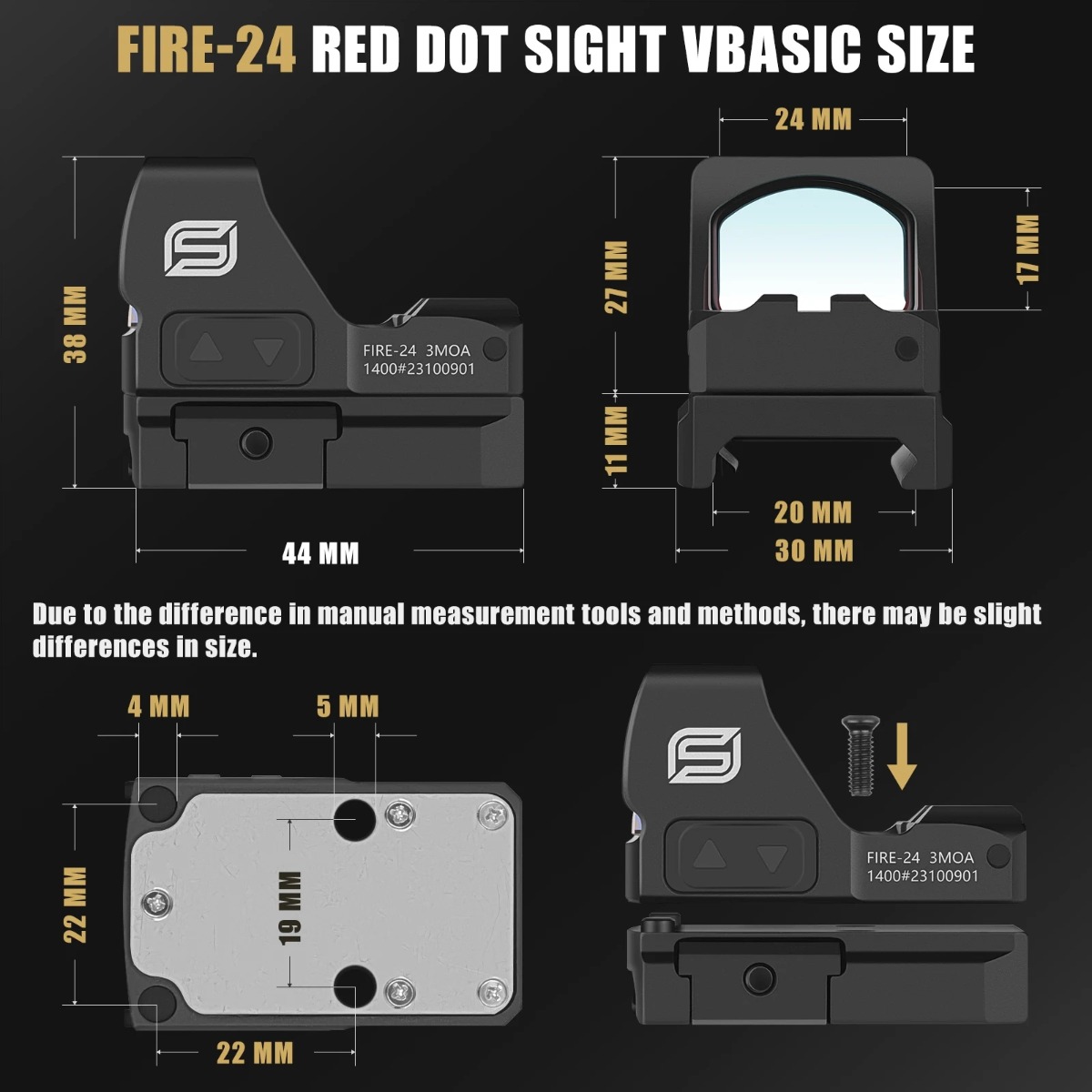 SPINA Optics Agony RMR Compact Micro Tactical 3MOA Red Dot Sight