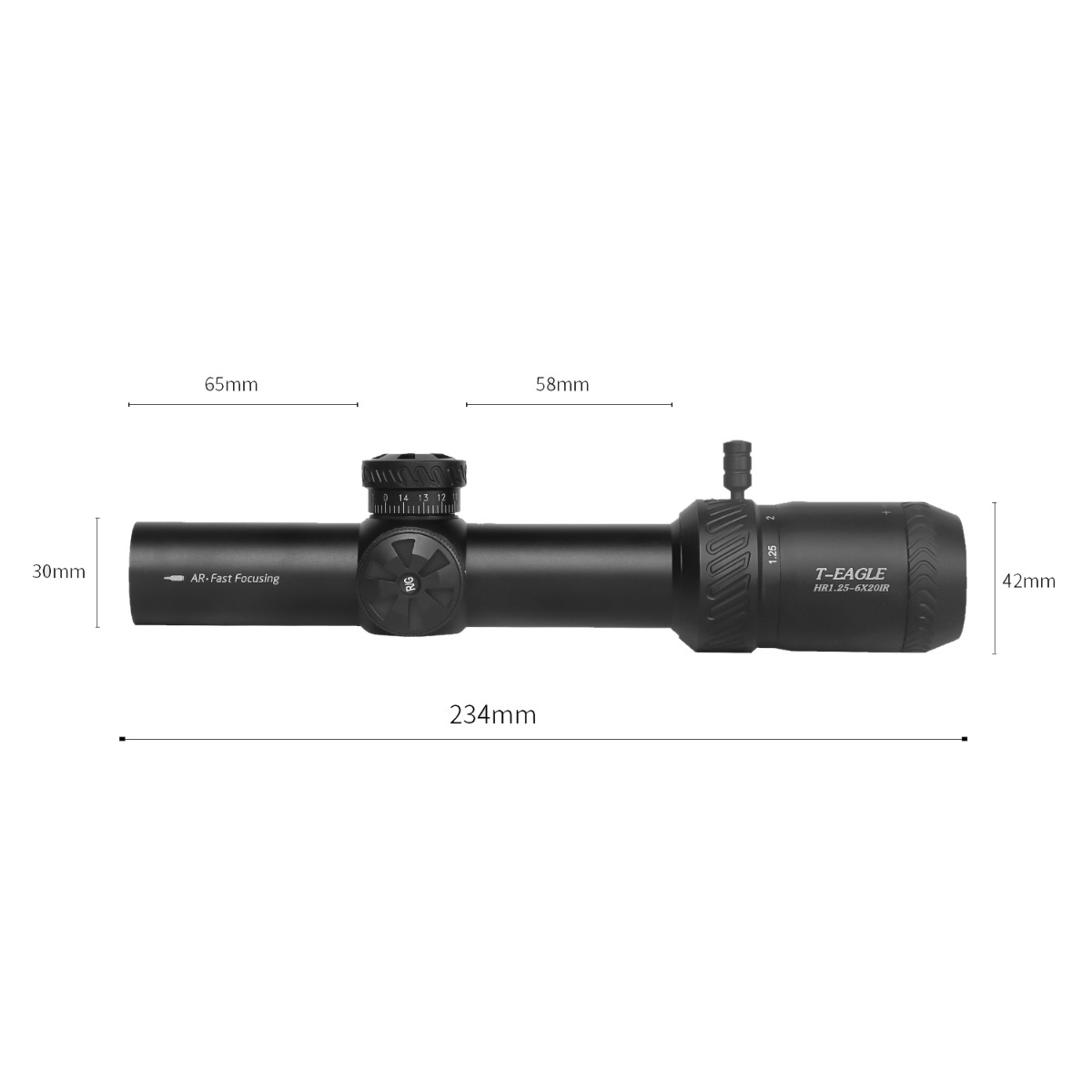 T-eagle HR 1.25-6x20 Illuminated SFP MOA 1/2 MOA Rifle Scope with Rings