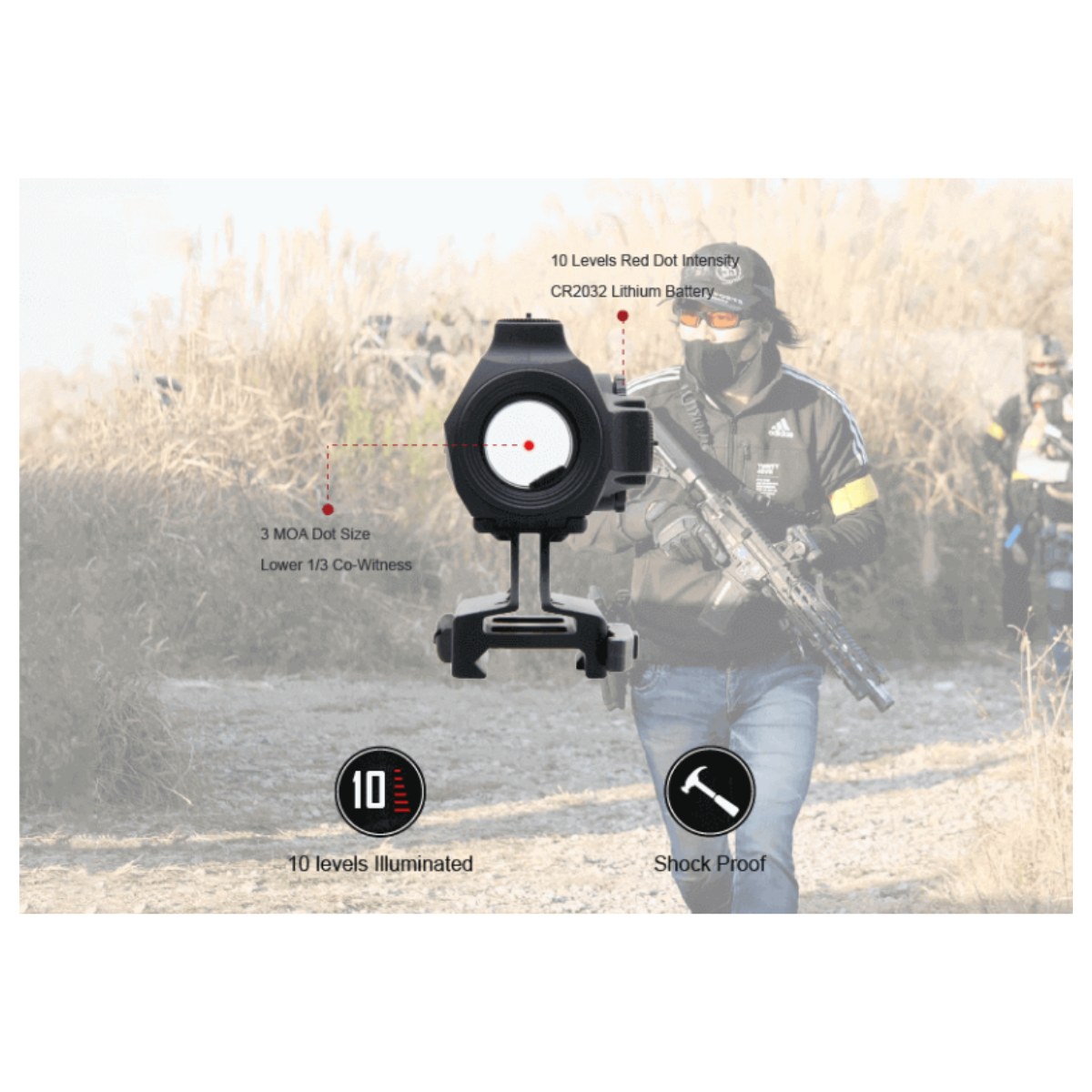 Vector Optics Maverick-IV 1x20 SOP Mini Rubber Weaver Mount  Armored Reflex Sight