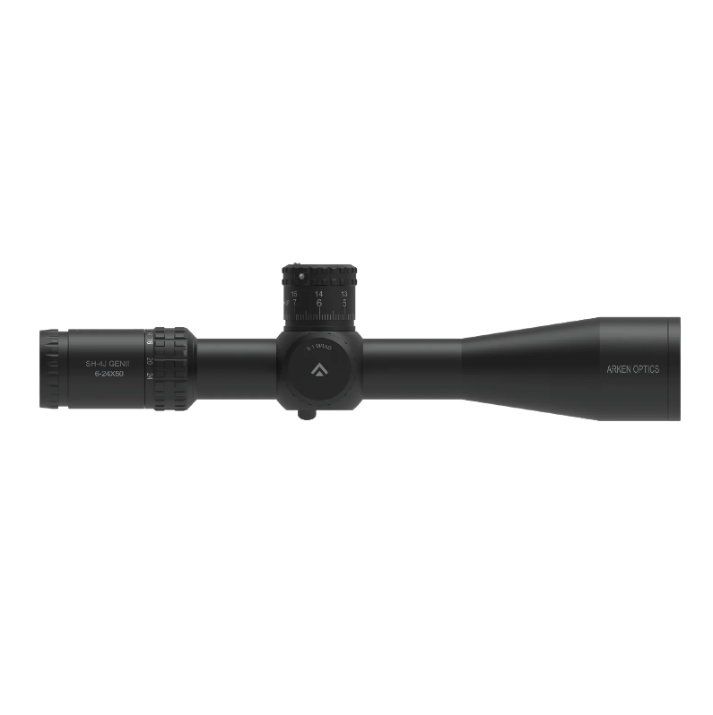 Arken Optics SH-4J 6-24x50 FFP Illuminated 34mm VHR Zero Stop Rifle Scope - MIL