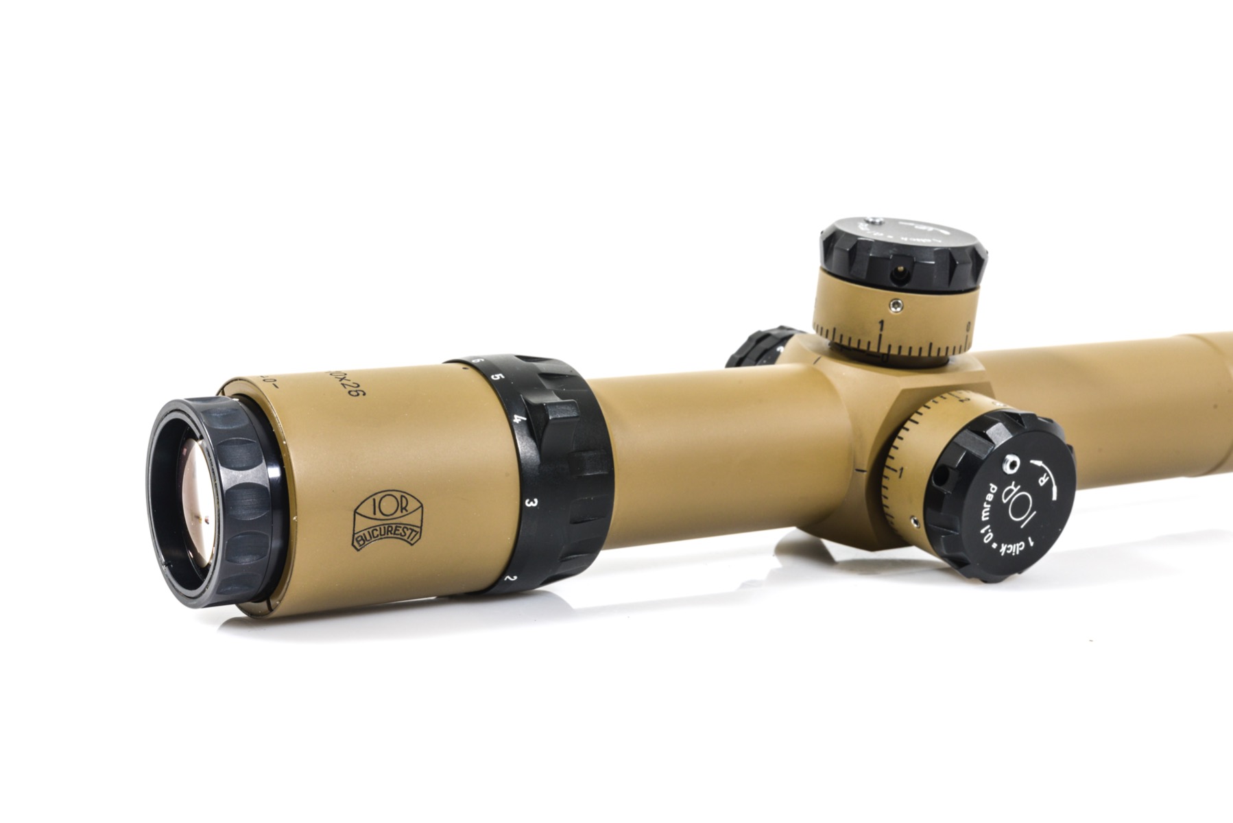 IOR Ghost 1-10x26 FFP MIL 0.1 MRAD Zero Stop Desert Tan IR Rifle Scope