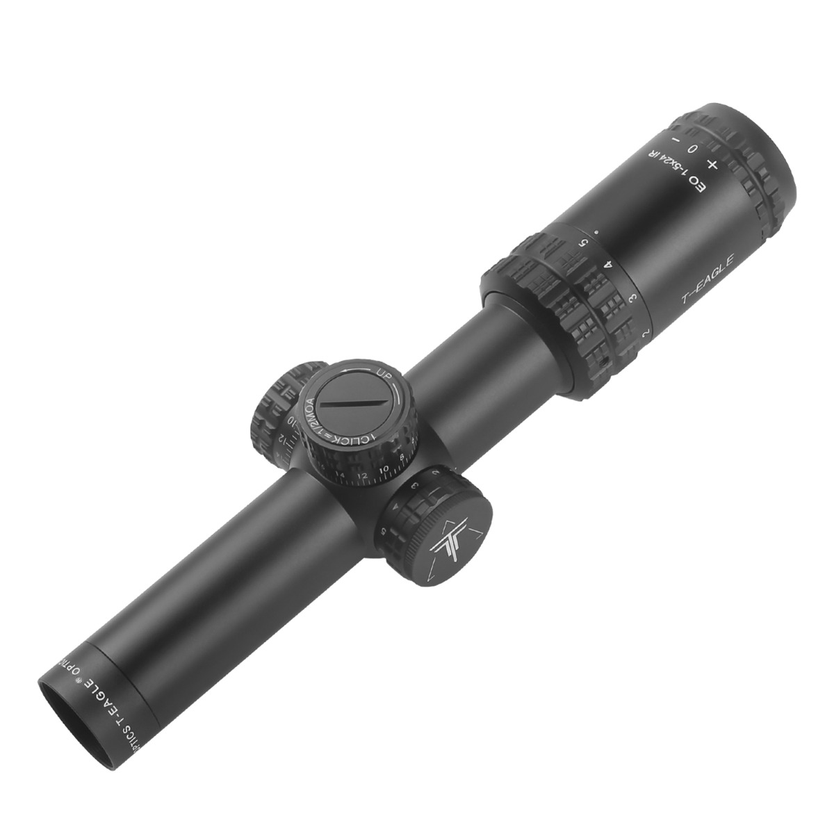 T-Eagle EO 1-5x24 Illuminated SFP MOA 1/2 MOA LT Rifle Scope with Rings 
