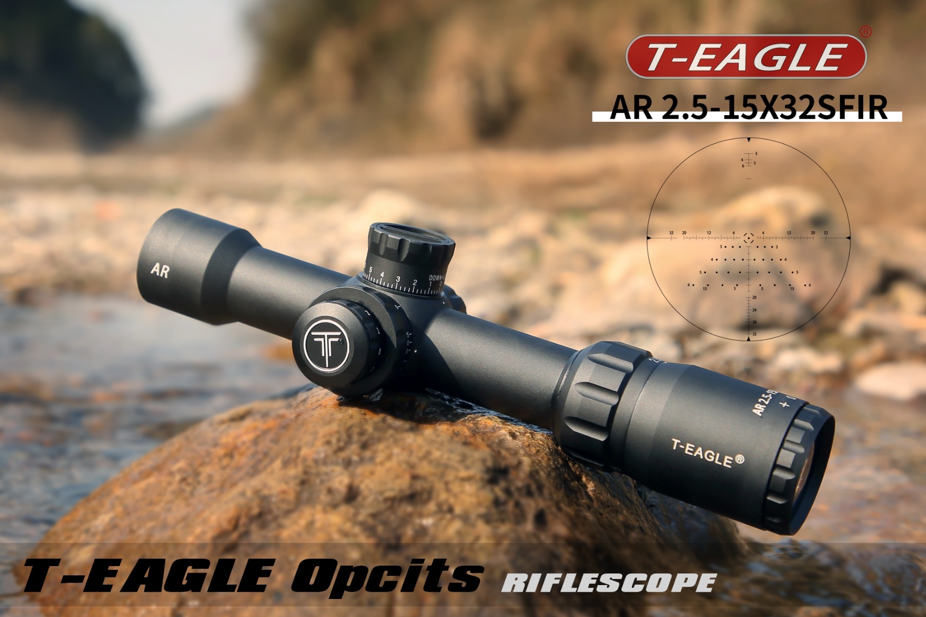 T-Eagle AR 2.5-15X32 Illuminated SFP MIL 0.1 MRAD SF 30mm Rifle Scope