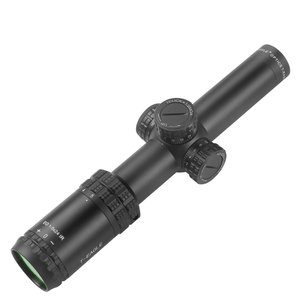T-Eagle EO 1-5x24 Illuminated SFP MOA 1/2 MOA LT Rifle Scope with Rings 