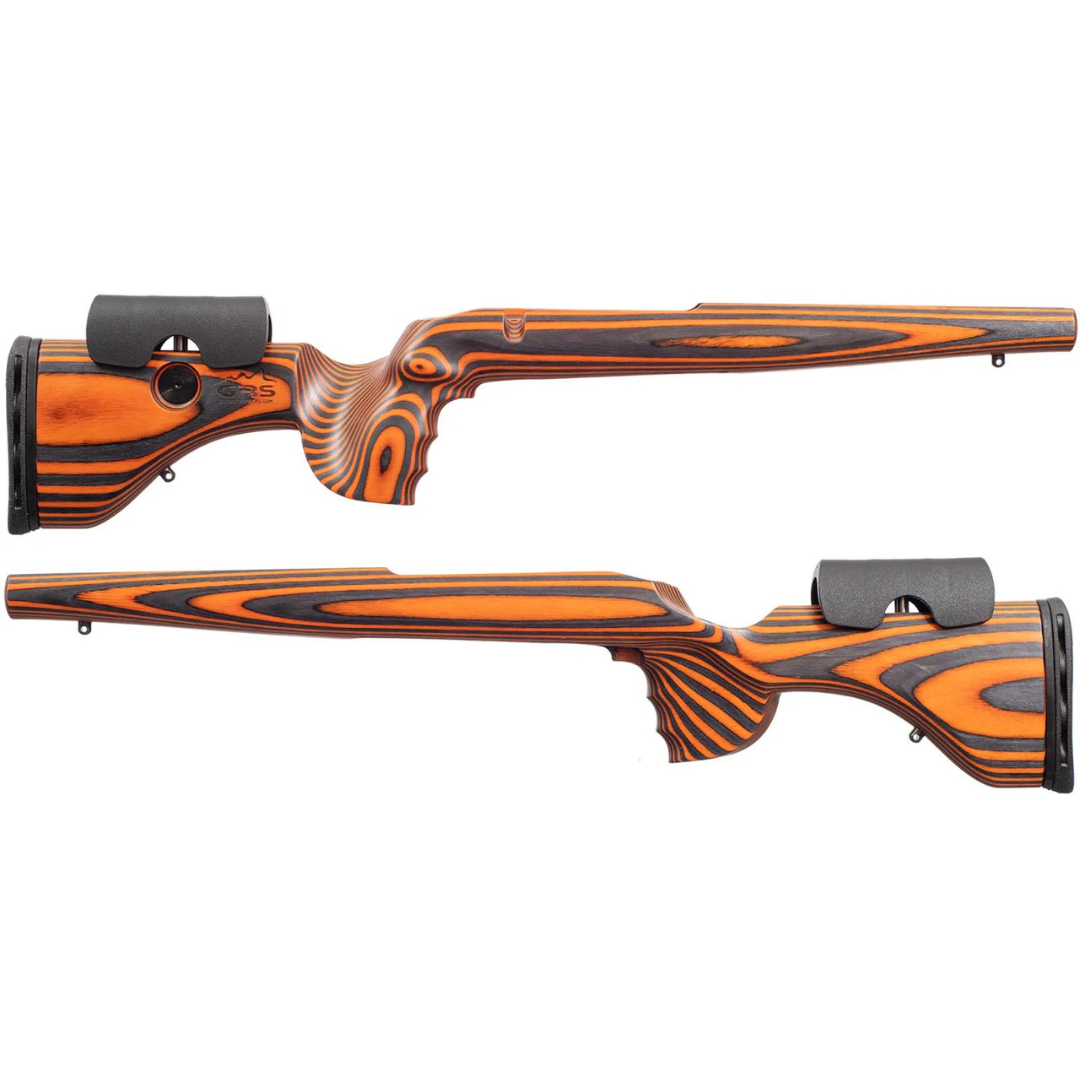 GRS Adjustable Hunter Light Stock suited to Short Action Tika T3/T3X R/H - Orange Black Laminate