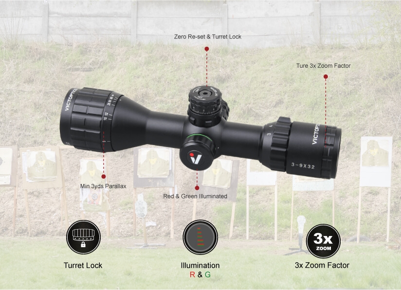 ***SPECIAL PURCHASE*** Vector Optics VictOptics C3 Cerato Ultra Compact 3-9x32 SFP Mildot AO (3 Yards) Rifle Scope + FREE Weaver Scope Rings