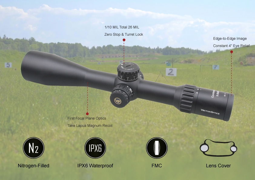 Vector Optics Continental x6 5-30x56 ED FFP Illuminated VEC-MBR 1/10MIL Zero Stop SCHOTT HD Rifle Scope